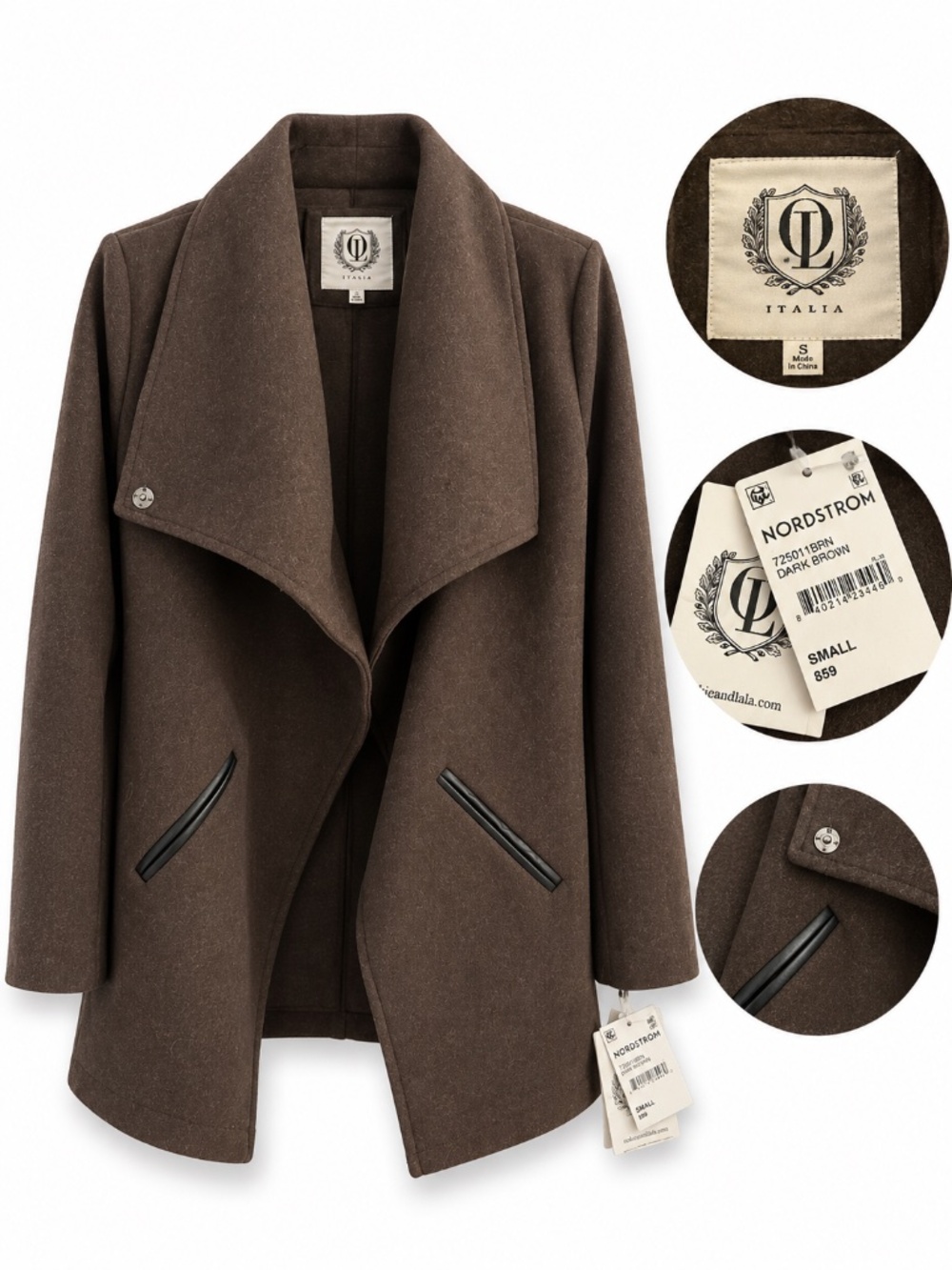 NWT Ookie & Lala Dark Brown Draped Jacket – Tagged Small, Fits S/M